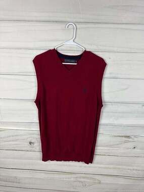 U.S. Polo Assn. Red Argyle V-Neck Sweater Vest Size M